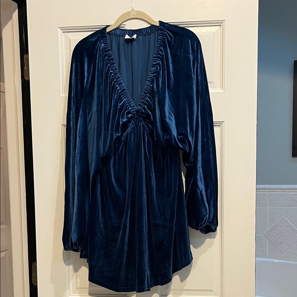 Pink Lily Deep Blue Velvet Dress